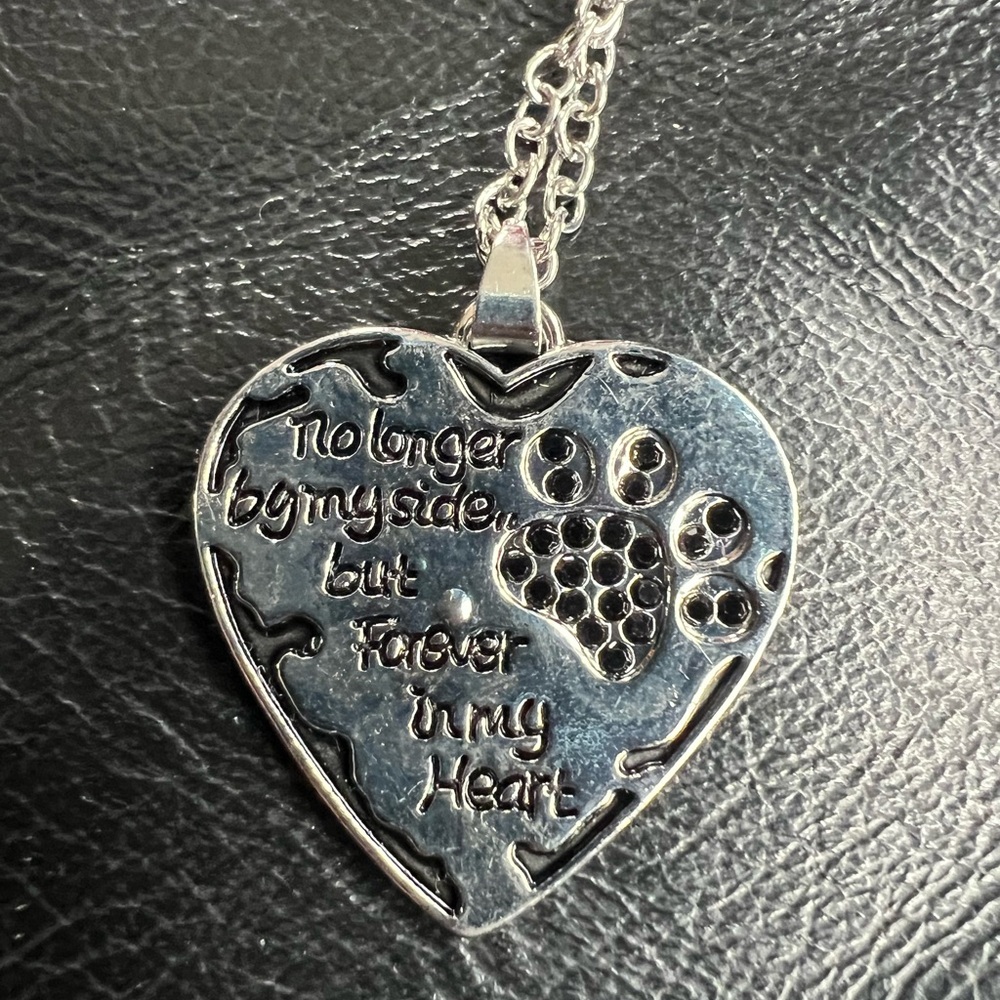 Heart Pendant Necklace with Paw Print